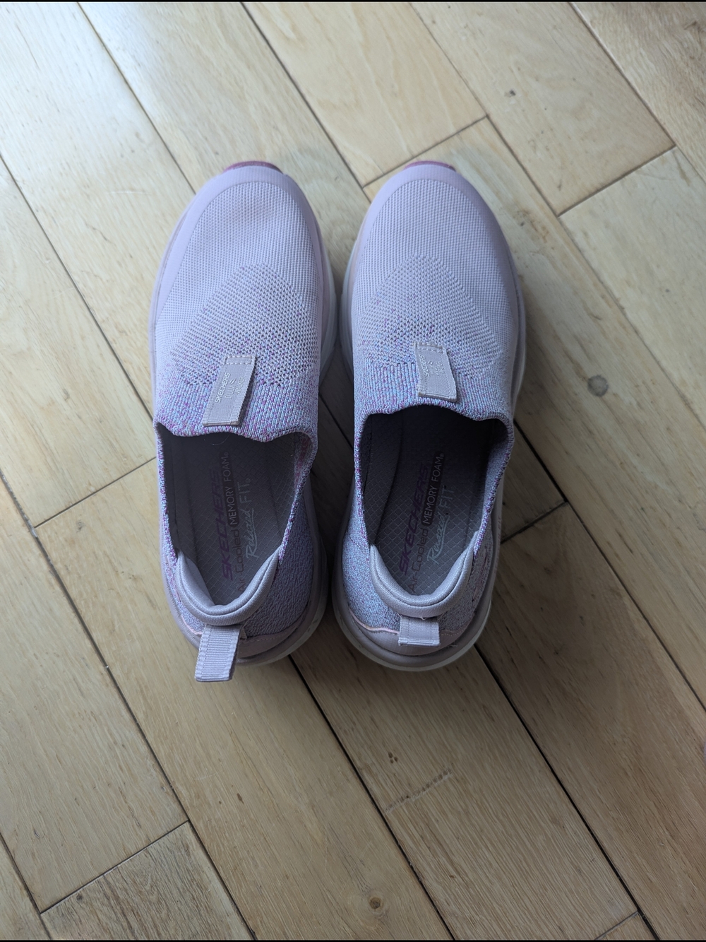 Skechers Womens Slip-On Athletic Sneakers in Light Pink
